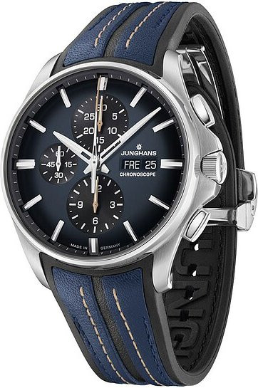 Junghans Meister S Chronoscope Armbanduhr, Automatik, Edelstahl, Blau, Herren - Bild 1