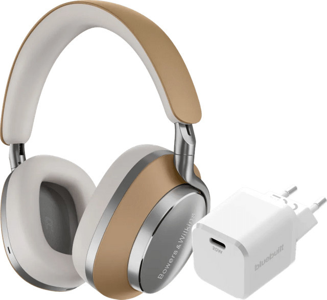 Bowers & Wilkins Px8 Over-Ear Bluetooth Kopfhörer in Braun mit weißem BlueBuilt USB-C Power-Delivery-Ladegerät 20 W - Bild 1