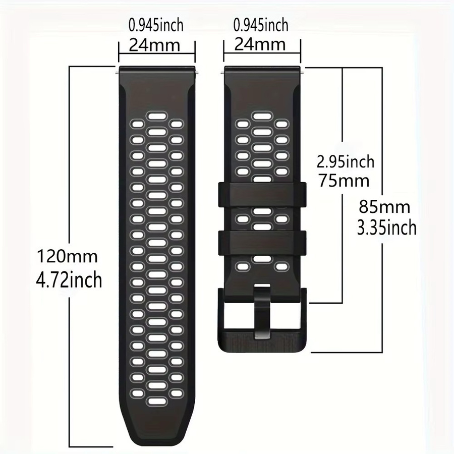QCTOG Uhrenarmband Silikon, 24 mm, Schwarz - Bild 2
