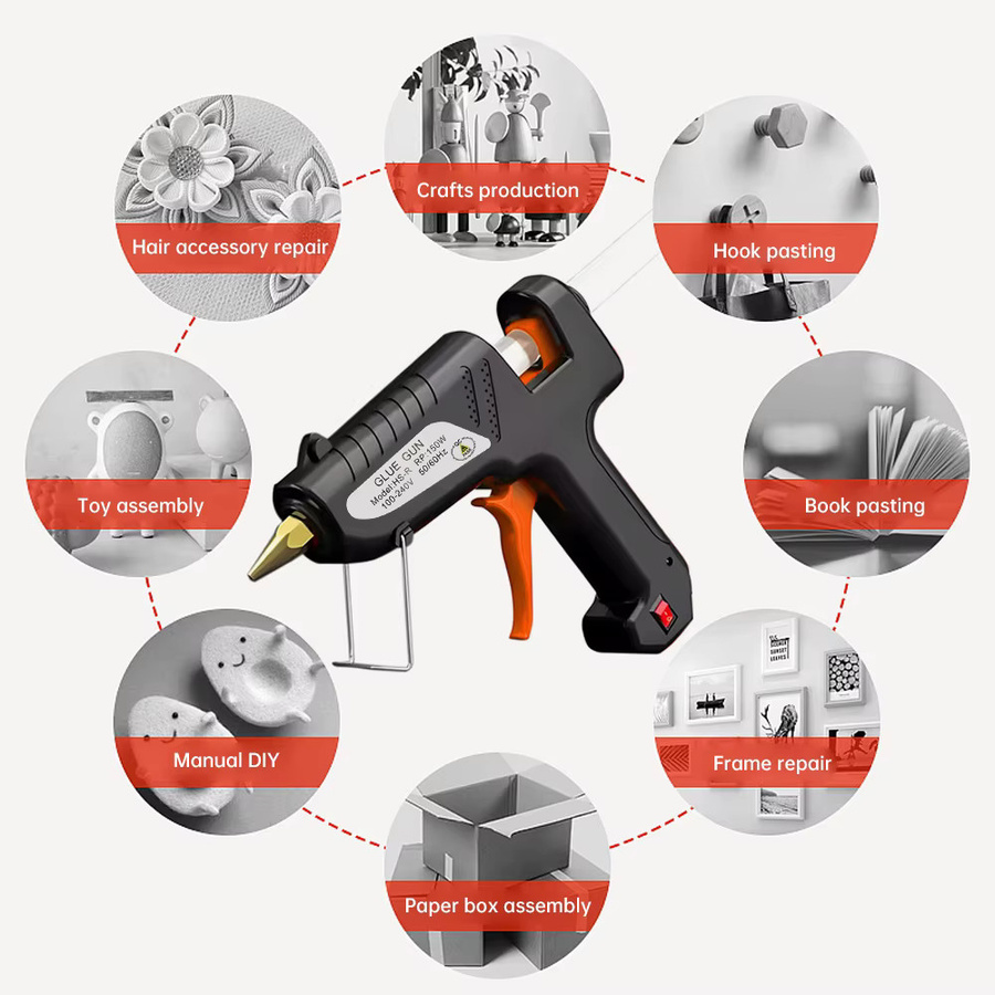 Aideepen Industrielle Heißklebepistole 150W in Schwarz für DIY-Bastelarbeiten und Heimwerkerprojekte mit 11mm Klebestiften - Bild 5