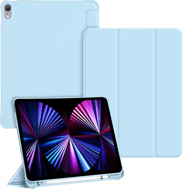 Magnetische Lederhülle für Apple iPad 10. Generation (2022) und iPad 9. Generation (9 Zoll), faltbares Smart Cover in Blau - Bild 1