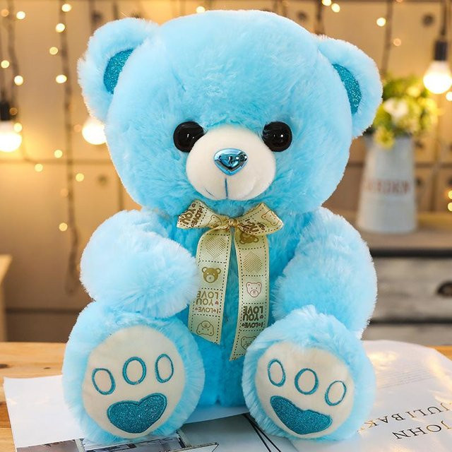 Teddybär Puppe Plüschtier, blau, 35cm - Bild 1