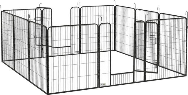 PawHut Welpenauslauf aus Stahl in Grau, B/T/H: 240 x 240 x 100 cm - Bild 1