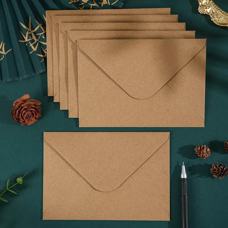 ZYF Kraftpapier-Umschläge im Retro-Stil, Farbe: Braun, B: 10,5 cm, H: 7 cm - Bild 2