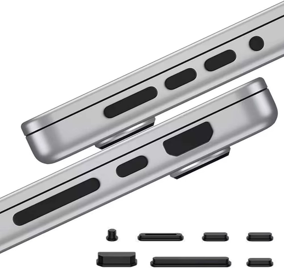 Anti-Staub-Stecker aus weichem Silikon für Apple MacBook Pro und MacBook Air (USB-C und USB-A), Farbe: Schwarz - Bild 2