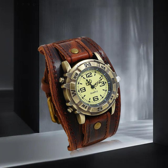 Armbanduhr Leder, dunkelbraun, Herren, Vintage - Bild 1
