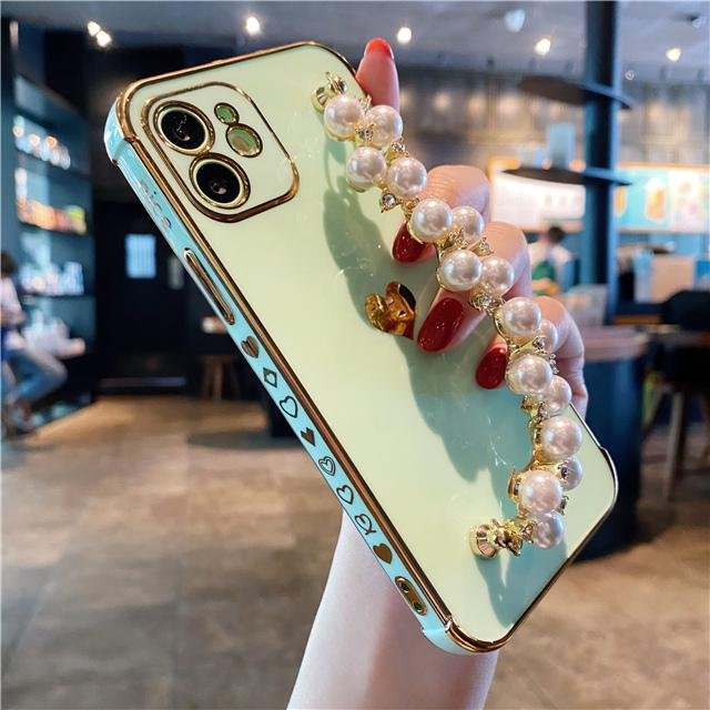 Bai Fen Bai-Digital 3C Luxus Handyhülle mit Perlenarmband und vergoldetem Design für iPhone Modelle, Farbe: Gold - Bild 1