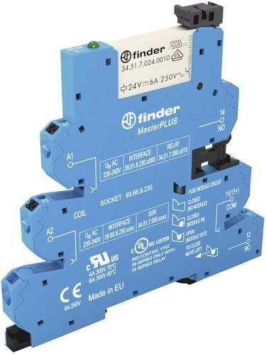 Finder Koppelrelais 39.61.0.060.0060 Blau, 60 V/DC, 60 V/AC, 6A, 1 Wechsler - Bild 1