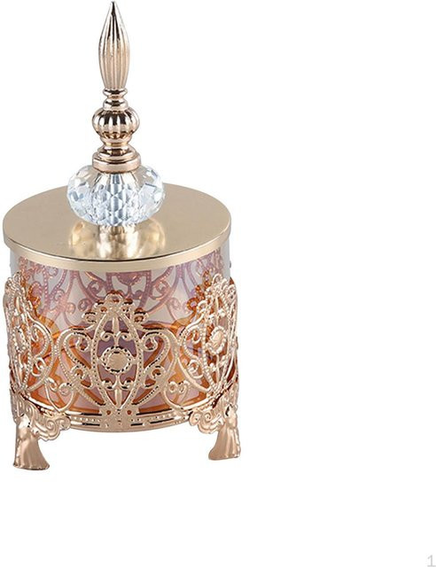 Dekoratives Candy Jar aus Glas von Topmartbuy in Gold zur Aufbewahrung von Tee, Zucker oder Keksen, H x B x T: 16 x 10 x 10 cm - Bild 1