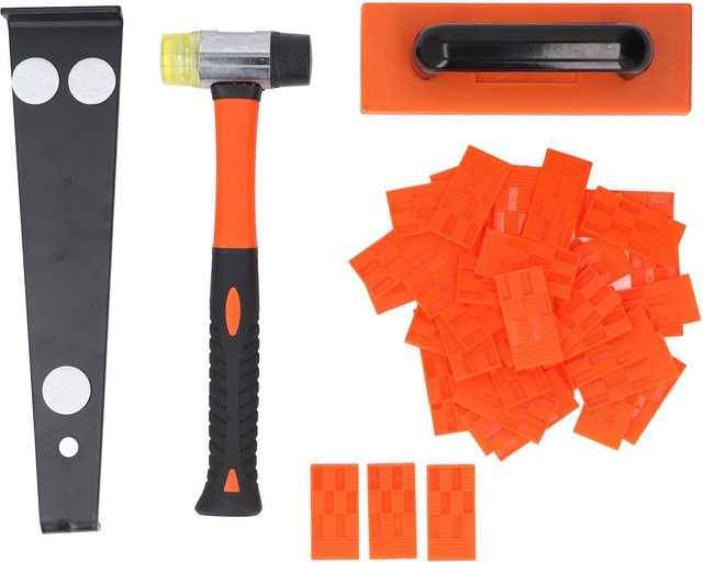Aimo 43-teiliges Laminat-Verlege-Set mit Weichgummihammer, Abstandshaltern und Zugwerkzeug in Orange - Bild 1
