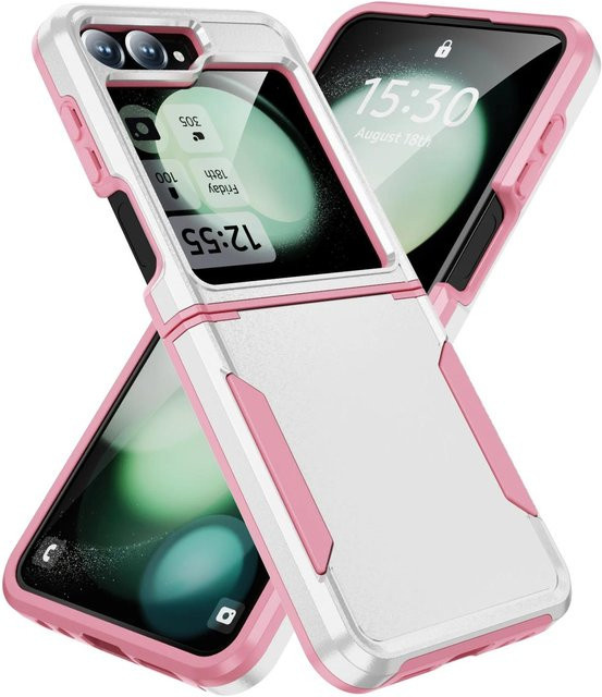 Stoßfeste Hartschalen-Handyhülle aus elektroplattiertem Kunststoff für Samsung Galaxy Z Flip 6, Z Flip 5 oder Z Flip 4 in Schwarz - Bild 1