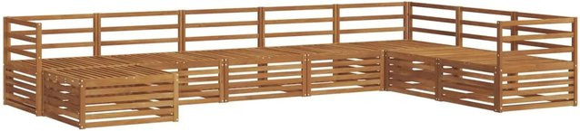 vidaXL Sofagarnitur 8-teilig aus Massivholz Akazie in Natur Braun, U-Form mit modernem Latten-Design - Bild 1