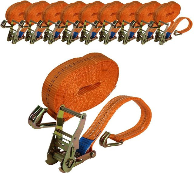 TRUTZHOLM 10er Set Profi Ratschen Spanngurte in Orange, 2-teilig, Länge: 6 m, Tragkraft: 2 t, TÜV GS zertifiziert - Bild 1
