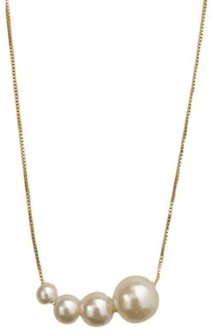 Perlenkette 925 Sterling Silber, beige, Damen - Bild 1