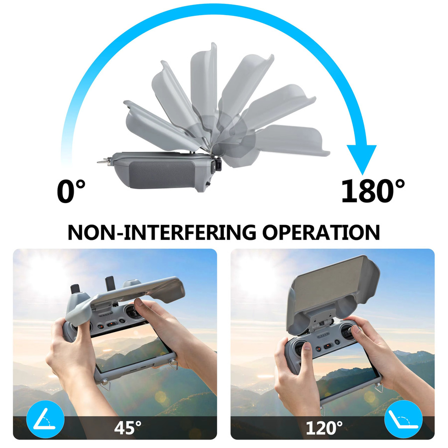 DJI 3-in-1 Sonnenschutz-Set für DJI RC 2 Controller inklusive Sonnenhaube, Joysticks-Schutz und Displayschutzfolie für DJI Mini 4 Pro und DJI Air 3S in Schwarz und Grau - Bild 4