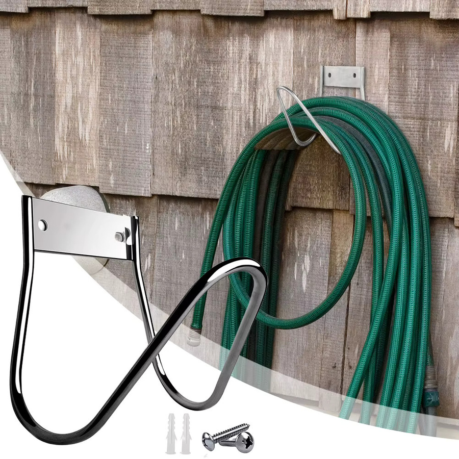 Alloet Edelstahl Gartenschlauchhalter Wandmontierter Wasserschlauchhalter für den Garten in Silber - Bild 3
