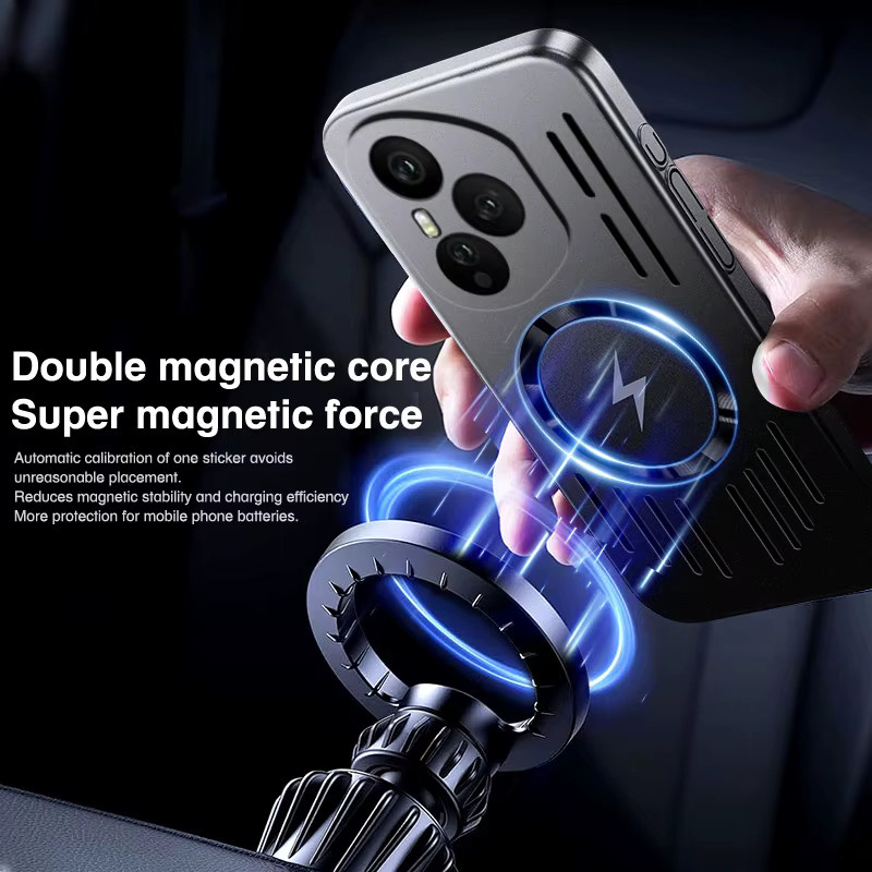 Magnetische Schutzhülle aus PC und Metall mit Wärmeableitung für HONOR 400 Pro, X9C, Smart Magie 6, 7 und 8 Pro Lite in Lackoptik - Bild 3