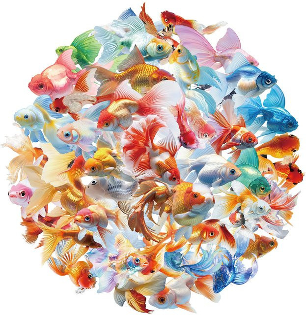 50 Stück Goldfisch Aufkleber Set aus wasserfestem PET in Gold und Multicolour für Notebook, Tasse und Telefonhülle - Bild 1