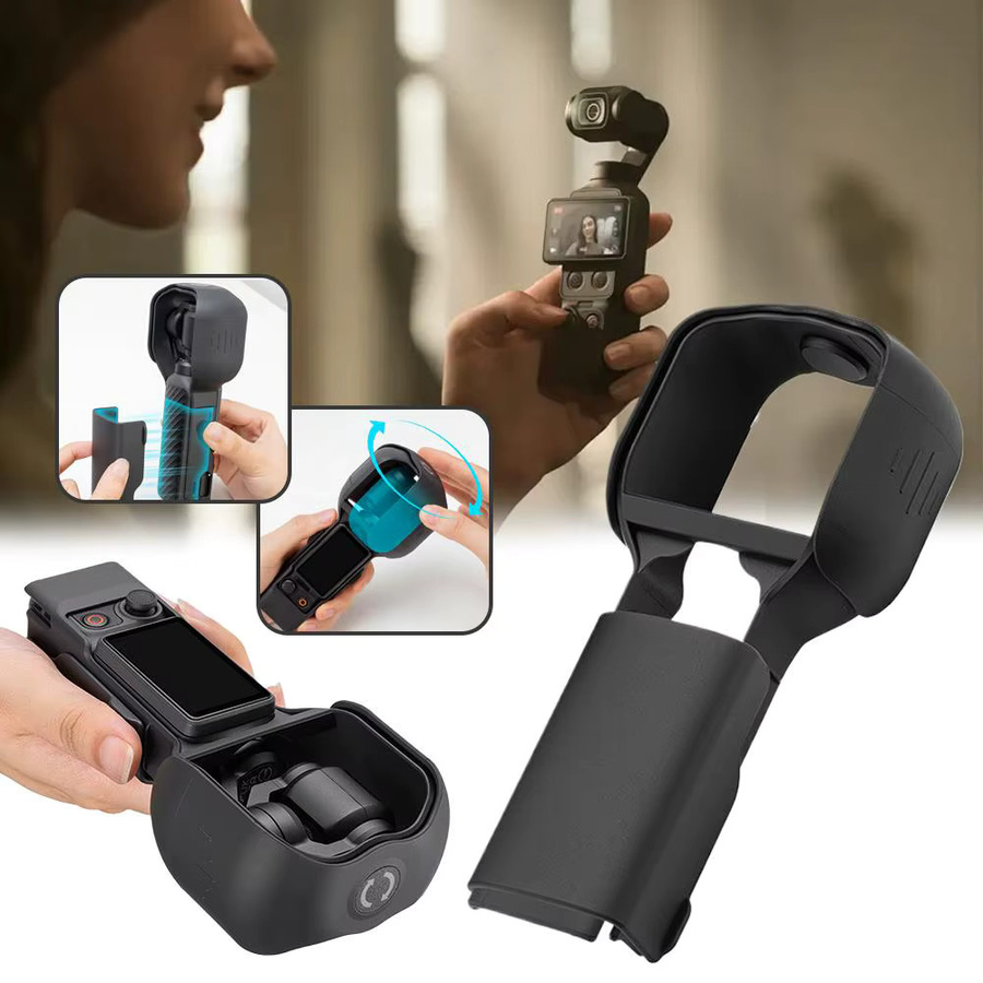 DJI Pocket 4 Snap-On Schutzhülle mit integriertem Gimbal-Schutz und Desktop-Ständer in Schwarz - Bild 3