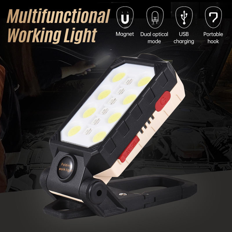 Aoresac COB-Arbeitsleuchte LED-Taschenlampe mit Magnetfuß und Aufhängehaken, USB-wiederaufladbar, Schwarz/Weiß - Bild 9