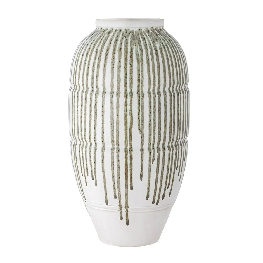 Bloomingville Keramikvase Scarlet in Grün und Weiß mit schlanker Form, Höhe: 25,5 cm - Bild 1