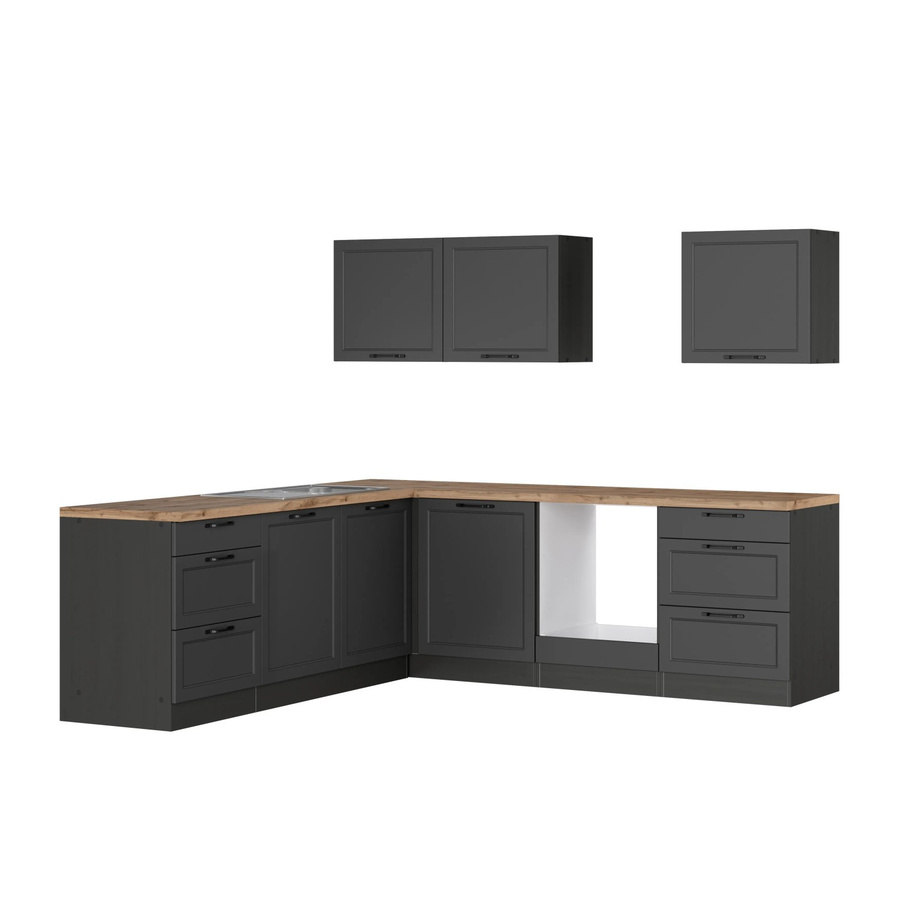 Held Winkelküche Kempten in Landhaus Optik, Farbe Graphit/Grau, Breite: 240 cm - Bild 2