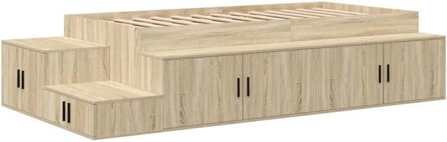 vidaXL Stauraumbett Sonoma-Eiche mit Seitenfächern, Breite: 80 cm, Länge: 200 cm - Bild 1
