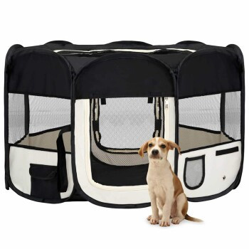 vidaXL Faltbarer Welpenlaufstall Schwarz mit Tragetasche B/T/H: 125 x 125 x 61 cm - Bild 2