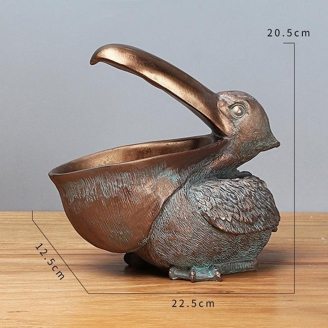 Yiran Furniture Pelikan Tierdekoration aus Harz als Ornament für Wohnzimmer und Eingangsbereich in Weiß, Silber oder Gold - Bild 1