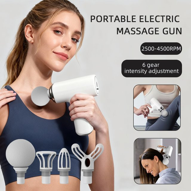 Professionelle Faszienmassagepistole von foreverlily für Tiefengewebemassage mit 6 Gängen, elektrisches Percussion-Massagegerät für Nacken, Rücken, Arm und Taille in Schwarz oder Weiß - Bild 1