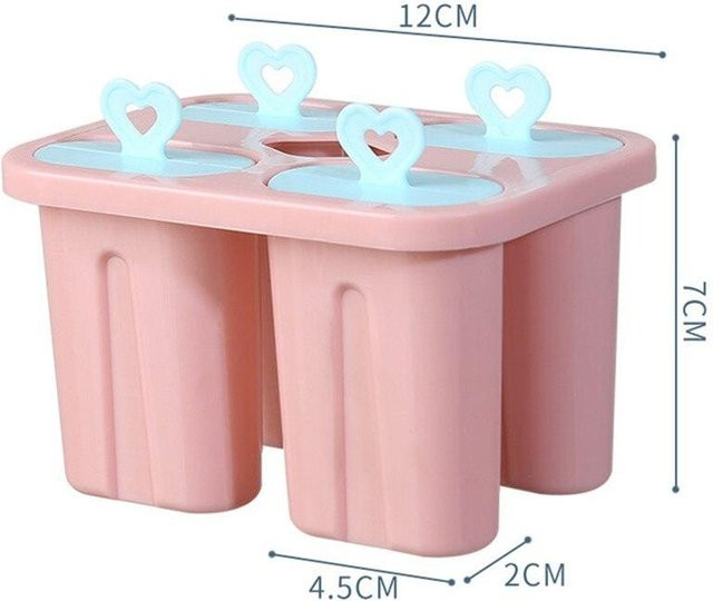 Rising-home Eis am Stiel Form Set mit Abdeckform in Pink für DIY Eiscreme aus Kunststoff - Bild 1