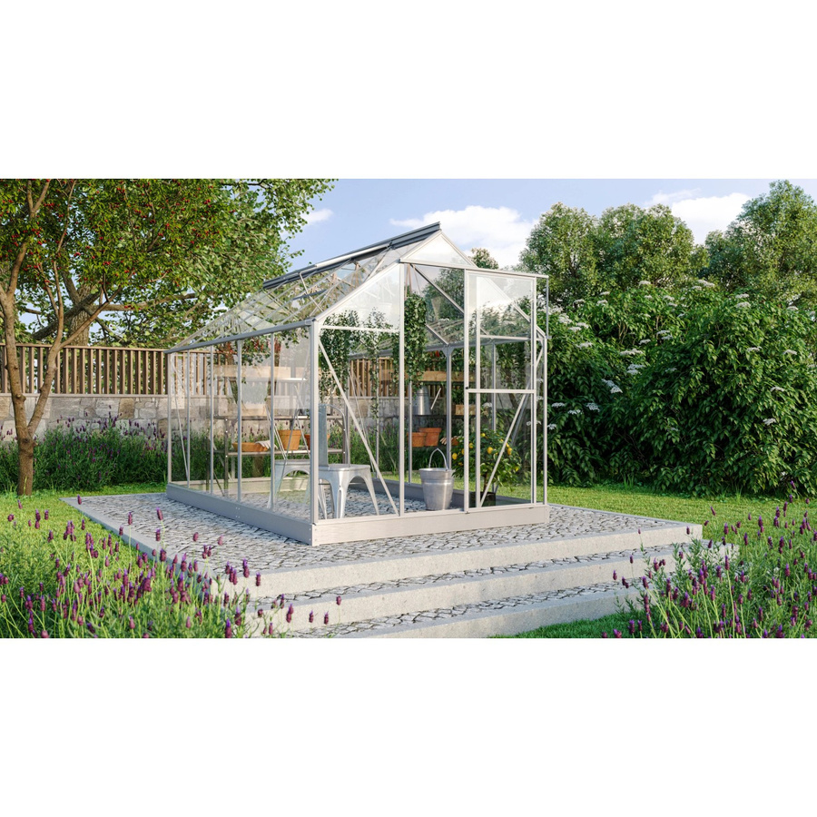Vitavia Gewächshaus Triton 6200 aus eloxiertem Aluminium in Silber mit Sicherheitsglas, Fundament und Regenrinnen, 6,2 m² - Bild 2