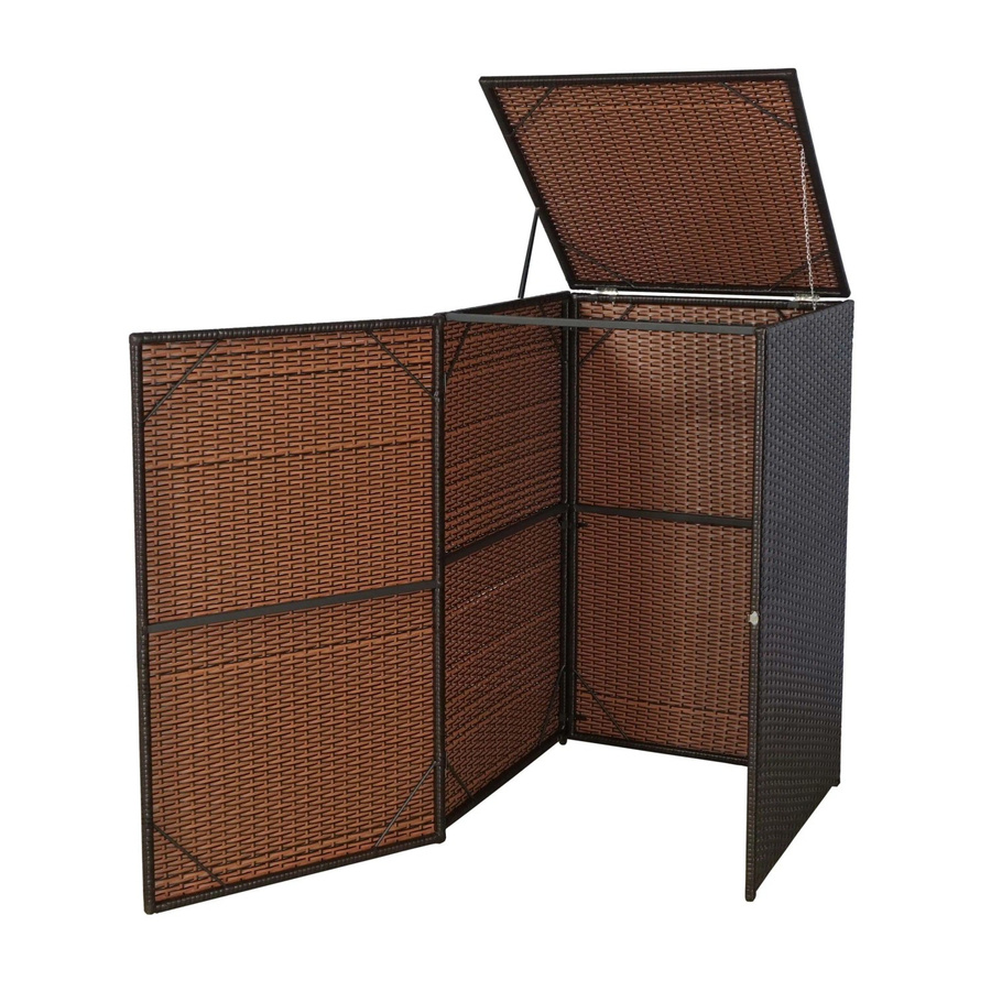 Proregal Mülltonnenverkleidung aus Poly-Rattan und Stahl in Braun, H x B x T: 110 x 65 x 66 cm - Bild 2