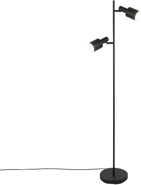 QAZQA Moderne Stehlampe Stijn Schwarz aus Stahl, 2-flammig, dimmbar und verstellbar - Bild 1