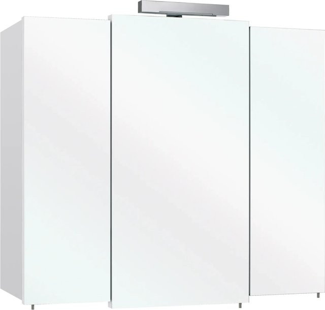 Pelipal Spiegelschrank Quickset 312 Weiß Glänzend mit LED-Beleuchtung und Steckdose B/H/T: 83 x 73 x 20 cm - Bild 1