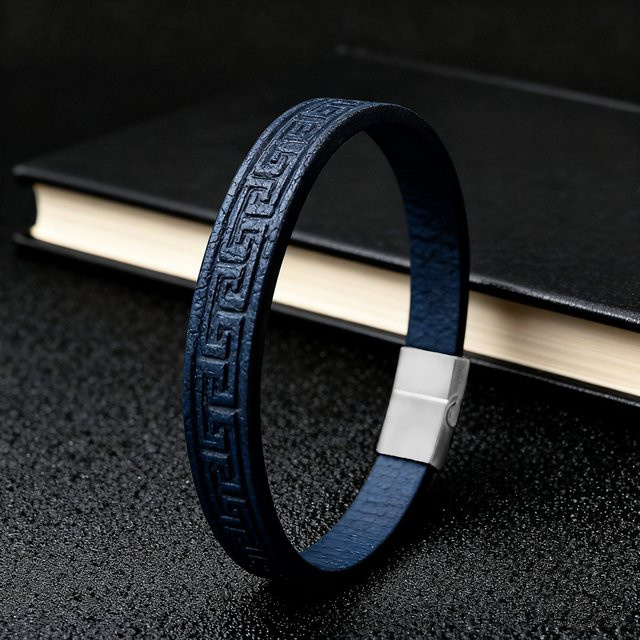 YAN MIN TRADE Lederarmband, Edelstahl, Schwarz, Unisex - Bild 1
