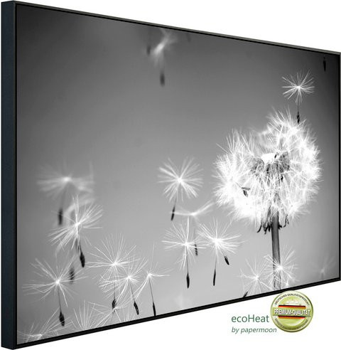papermoon Infrarotheizung EcoHeat Pusteblume in Schwarz und Weiss mit Matt-Effekt und App-Steuerung - Bild 1