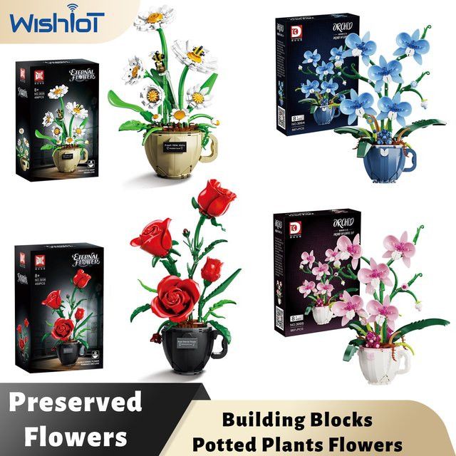 wishiot MOC Bausteine Orchidee Blumen Bouquet DIY Modell Bonsai Pflanze als Dekoration und Geschenk - Bild 1