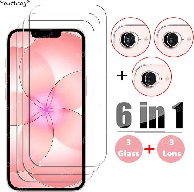Displayschutzfolie aus gehärtetem Glas für Apple iPhone 17e, transparent, inklusive Kameraschutz - Bild 1