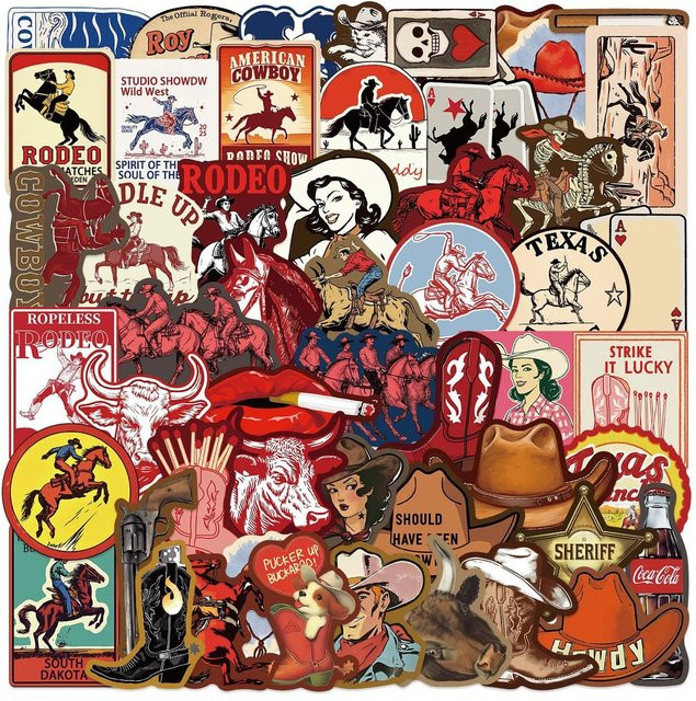 50 Stück Western Cowboy Gothic Graffiti Aufkleber von YourLife Store in Multicolor, wasserfeste DIY-Dekoration für Gitarren, Notebooks und Gepäck - Bild 1