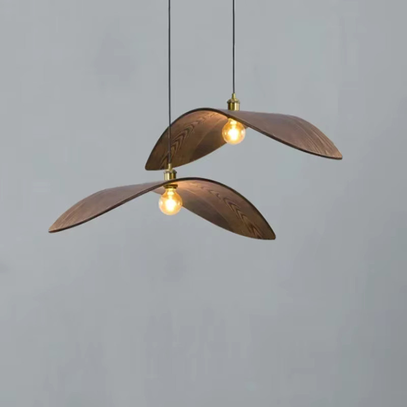 Wushiyu Vintage Holz Pendelleuchte in Braun für Esszimmer, Küche und Restaurant - Bild 4