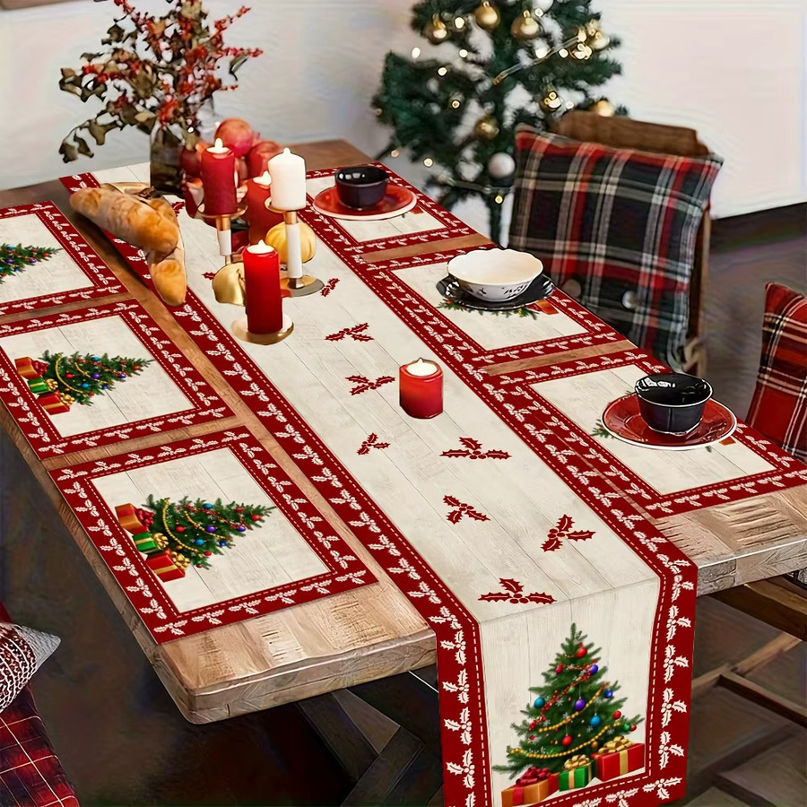 JIT Tischläufer Weihnachtsbaum-Design in Rot, rechteckig, klassisch und charmant - Bild 2