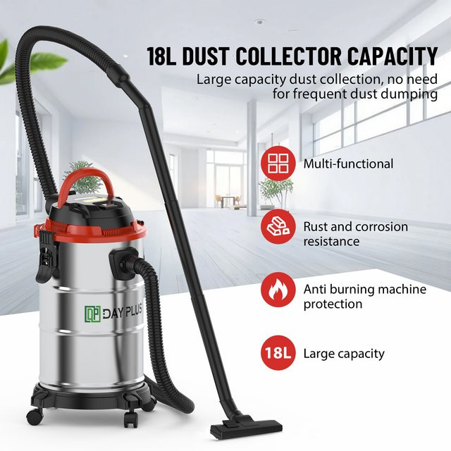 DayPlus Nass- und Trockensauger mit 5000 W, 3-in-1-Gebläsefunktion und 18 Liter Tank in Silber/Edelstahl - Bild 1
