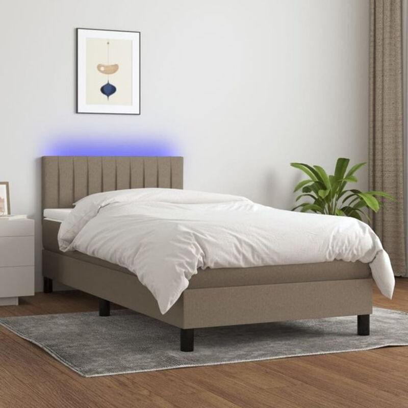 vidaxl Boxspringbett mit Matratze in Taupe meliert, Stoff und Holzwerkstoff, B/T/H: 90 x 200 x 78 cm - Bild 1