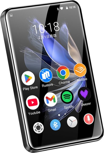 Famue WLAN-MP3-Player in Schwarz mit 4-Zoll-IPS-Bildschirm, Play Store, Spotify und Audible sowie 2000mAh Akku - Bild 1