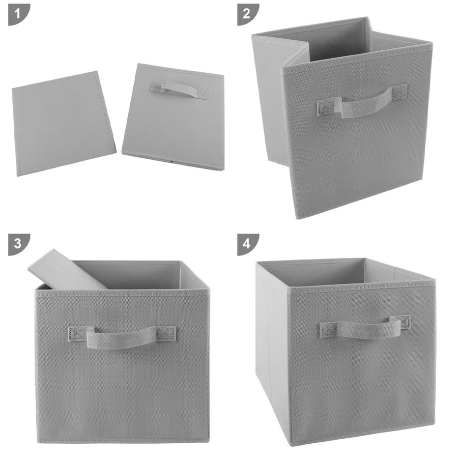 LONENESSL Faltbare Aufbewahrungsboxen aus Stoff in Grau, Set für Kleidung und Kleinkram, Breite: 28,0 cm, Tiefe: 27,0 cm - Bild 4