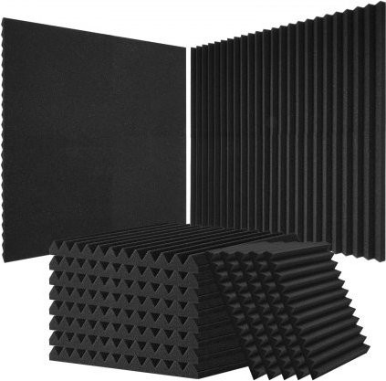 VEVOR Akustik-Schaumstoffpaneele 80er Pack, hochdichte Schallschutz-Wandpaneele zur Schalldämmung für Studio und Decke, Farbe: Schwarz, B/T/H: 30,5 x 30,5 x 2,5 cm - Bild 1