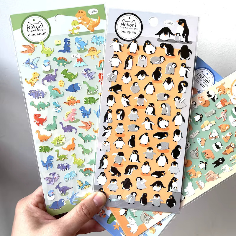 Hobbisland Aufkleber-Set mit Ozean- und Wildtier-Motiven wie Dinosauriern und Pinguinen in Multicolor für Scrapbooking und Bastelbedarf - Bild 1