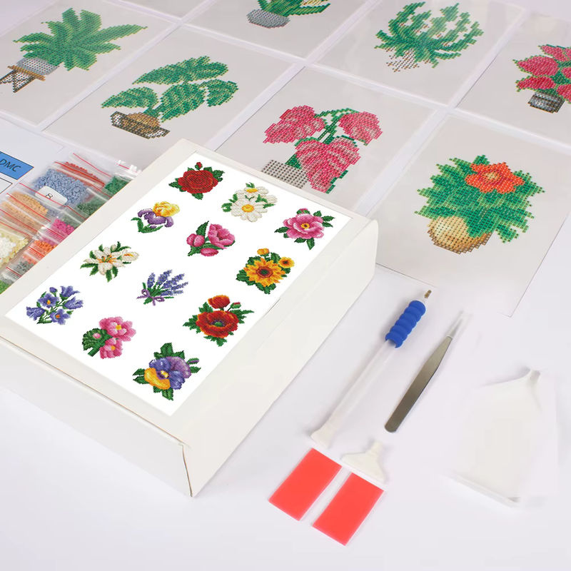 Huacan 12er Set 5D DIY Diamantmalerei Rose Blumen Mosaik Stickerei in Mehrfarbig - Bild 2