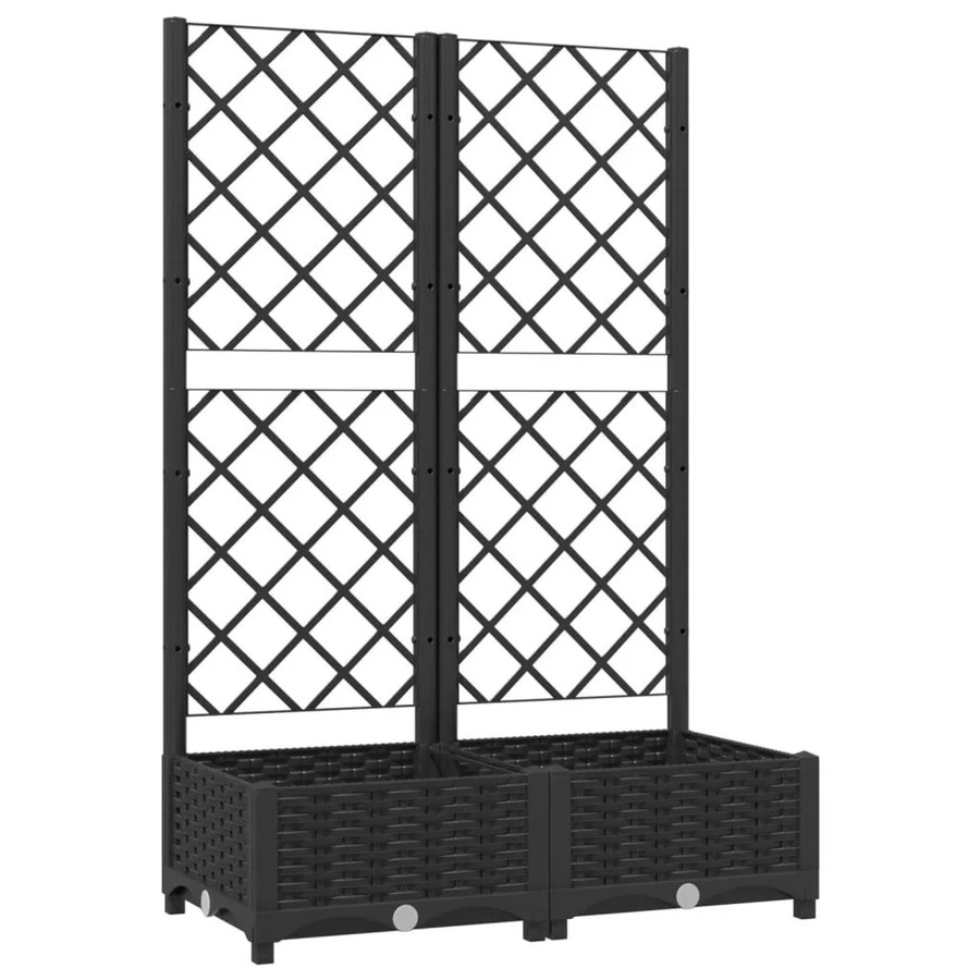 vidaXL Gartenpflanzgefäß mit Spalier in Schwarz aus PP, B/T/H: 80 x 40 x 121,5 cm - Bild 2